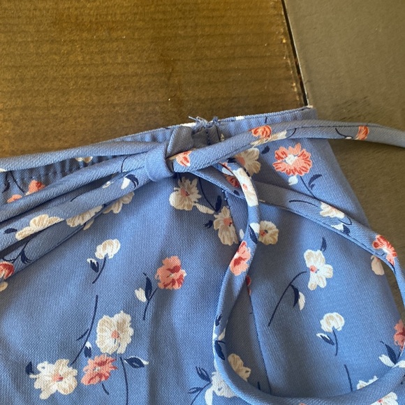 Urban outfitters Juniper Blue floral midi skirt M tie waist button front - Picture 8 of 9